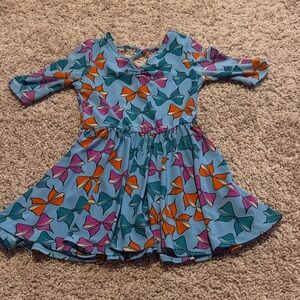 Dot Dot Smile Bow Print Kids Dress - Blue, Orange, Pink